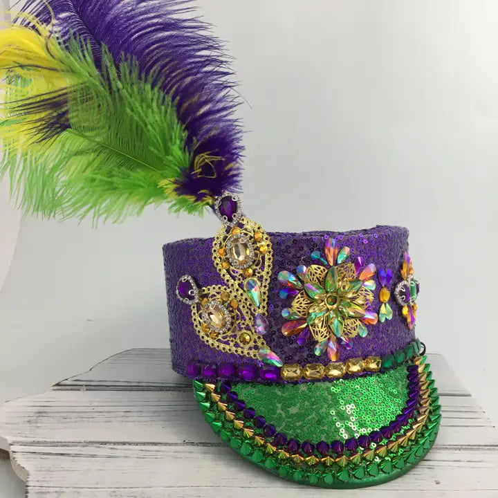 Mardi Gras Sequin/Stone Marching Hat