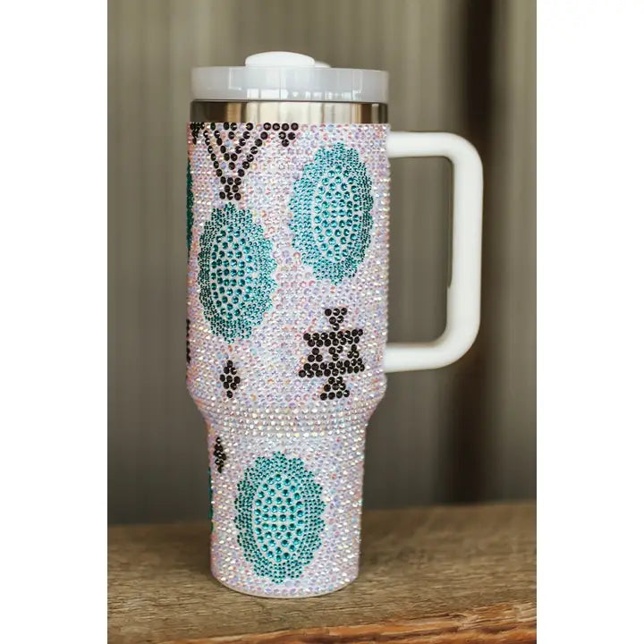 Turquoise Aztec Rhinestone 40oz Tumbler (Copy)