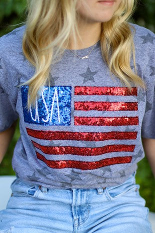 USA Flag Patriotic 4th of July Short Sleeve SSBE2023-18