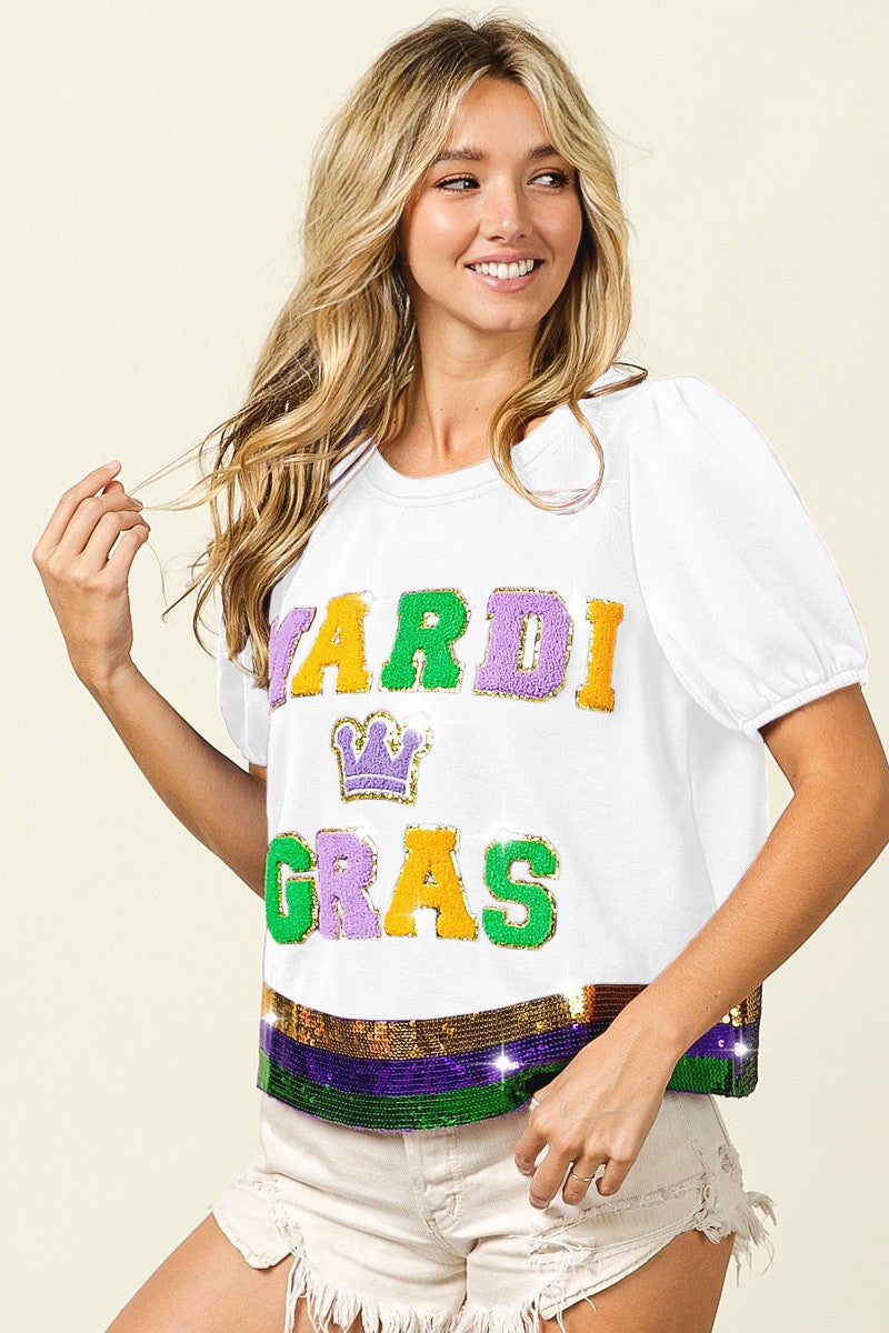 MARDI GRAS LETTER PATCHES STRIPES