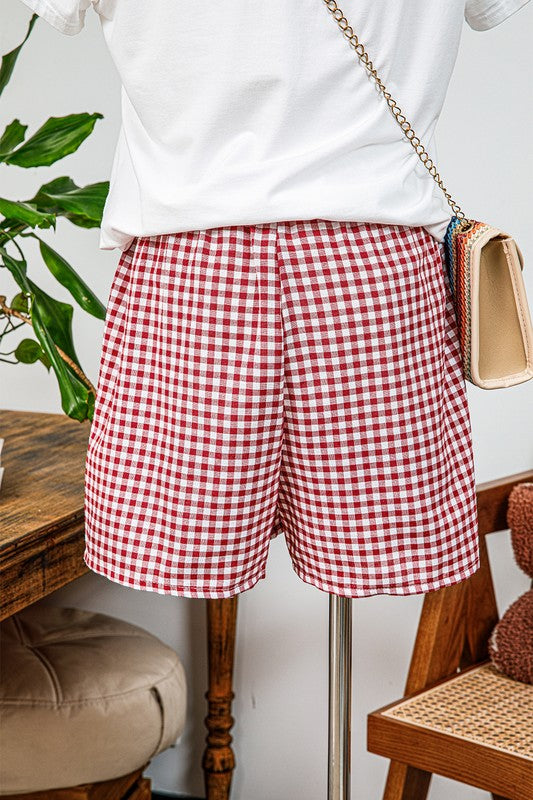 Plaid Gingham Printed High Waist Shorts