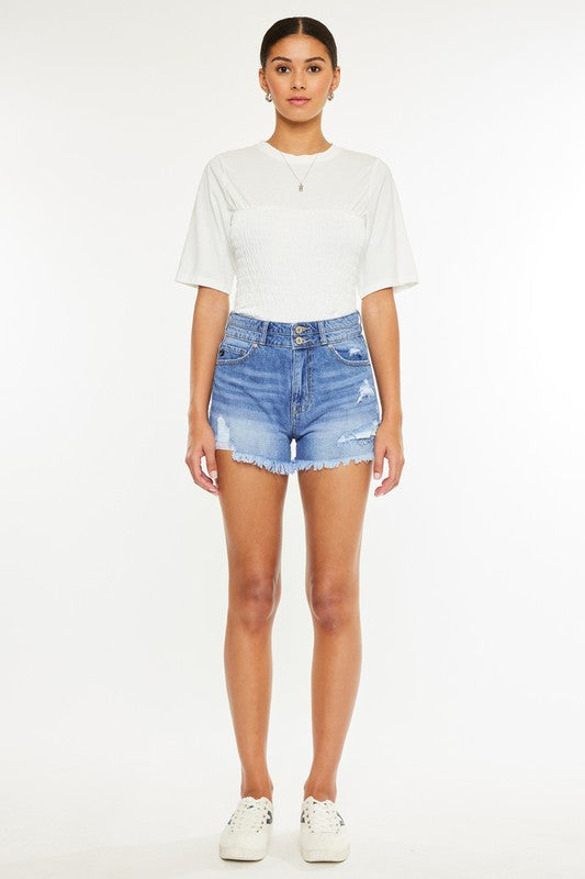 KAN CAN HIGH RISE MOM DENIM SHORTS