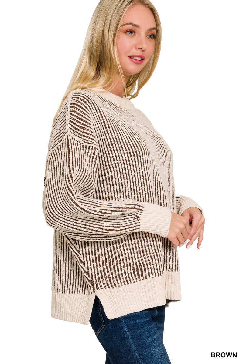 Two Tone Crewneck Sweater