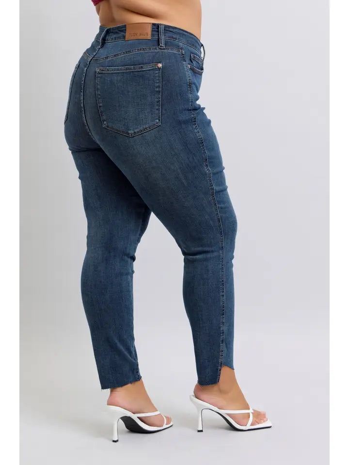 Judy Blues Highwaist Tummy Control Step Hem Skinny- Plus size