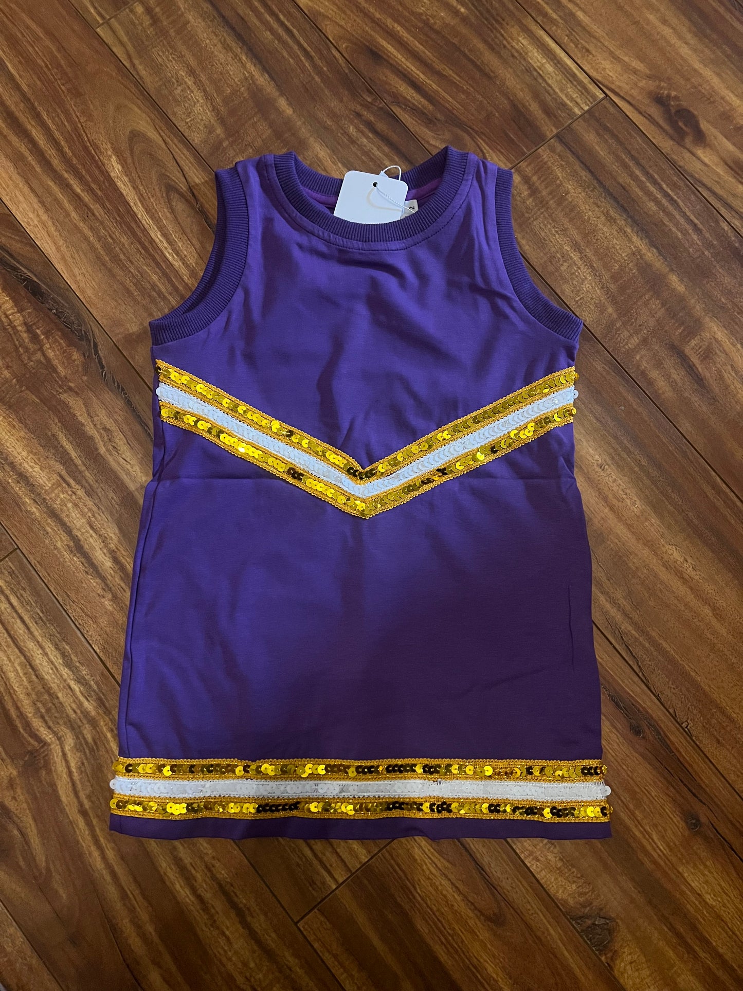 Purple & Gold Sequin Cheer Dress