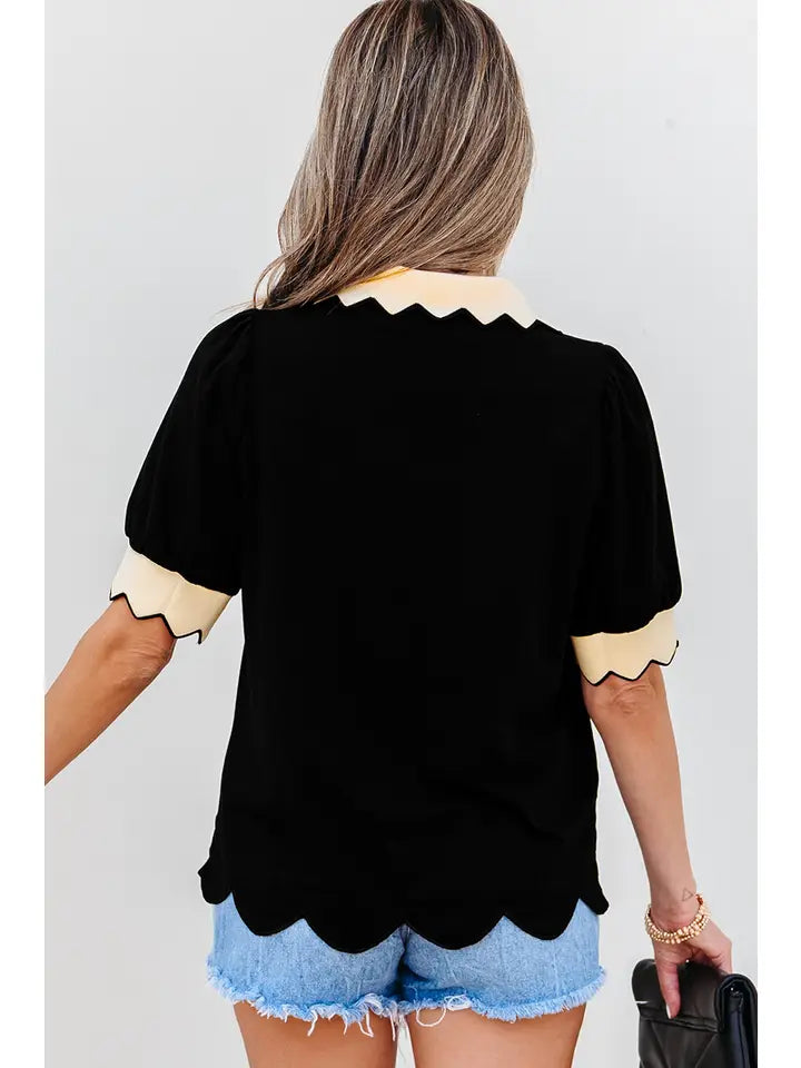 V Neck Sequin Western Blouse