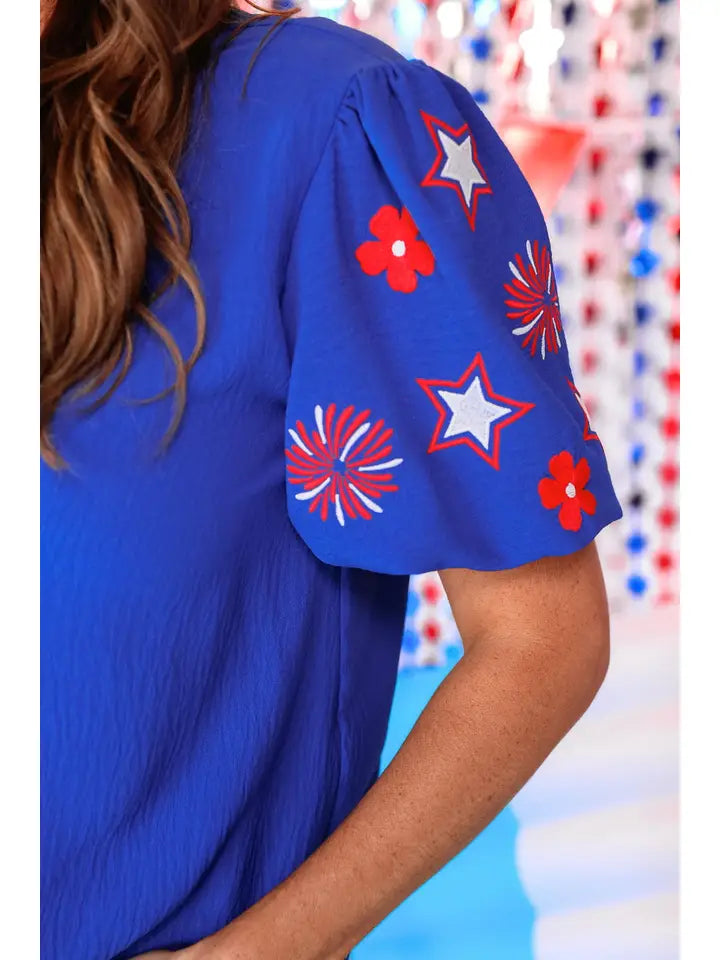 Patriotic Princess Embroidered Top