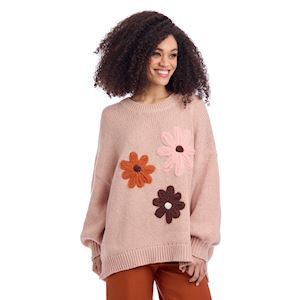 Farley Floral Sweater-One size fits most