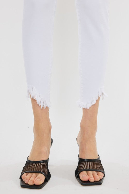 KAN CAN HIGH RISE WHITE ANKLE SKINNY JEANS