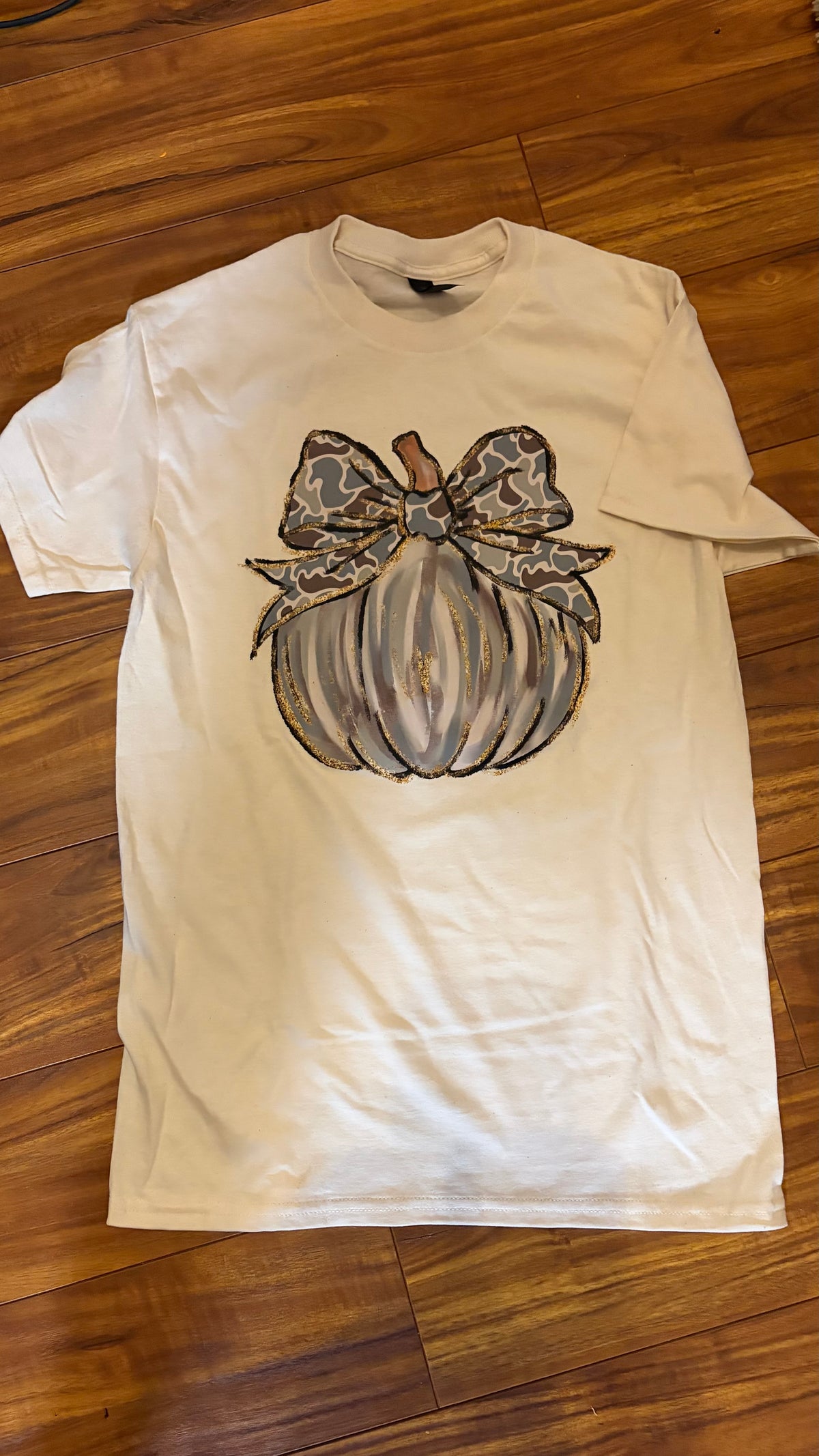 Camo Bow Painted Pumpkin
