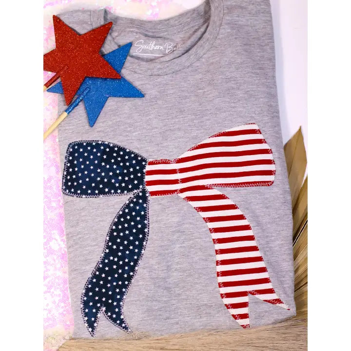 Flag Bow USA Patriotic 4th of July Short Sleeve