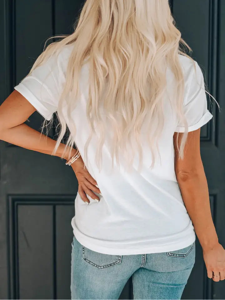 Sequin Crawfish Boil Crewneck T Shirt-White