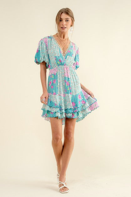 Tara Tiered Scallop Hem Mini Dress