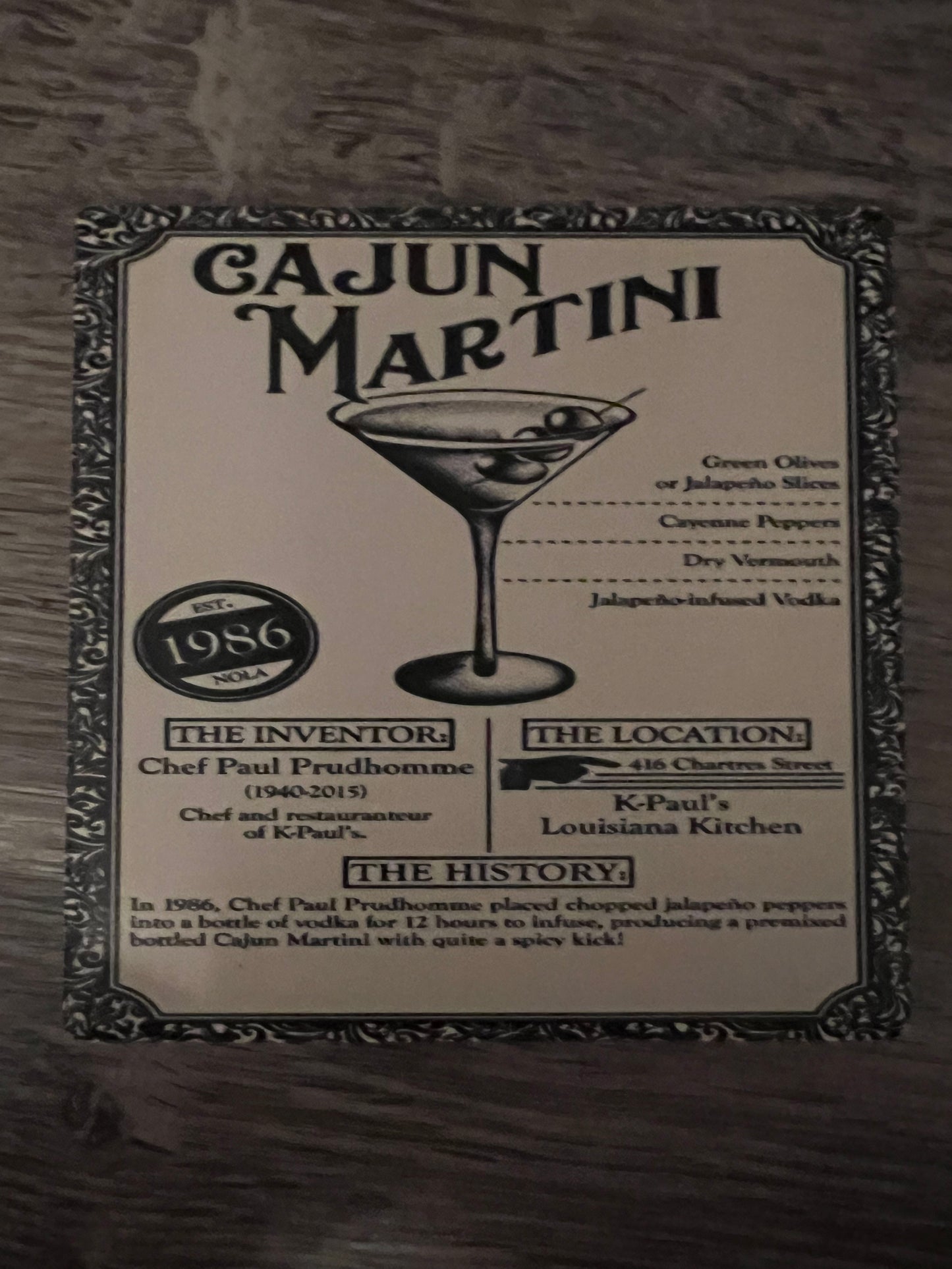 Bayou Drink Recipe Coasters (set of 6)