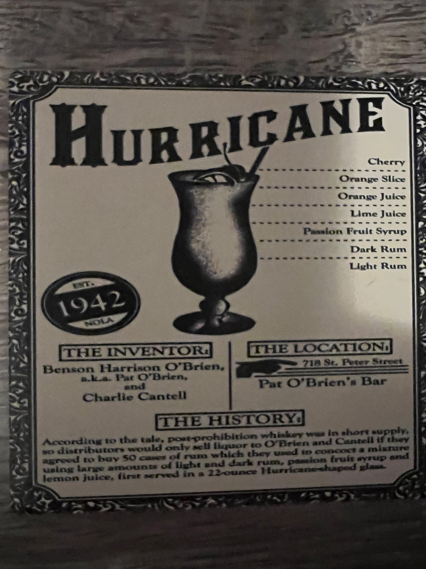 Bayou Drink Recipe Coasters (set of 6)