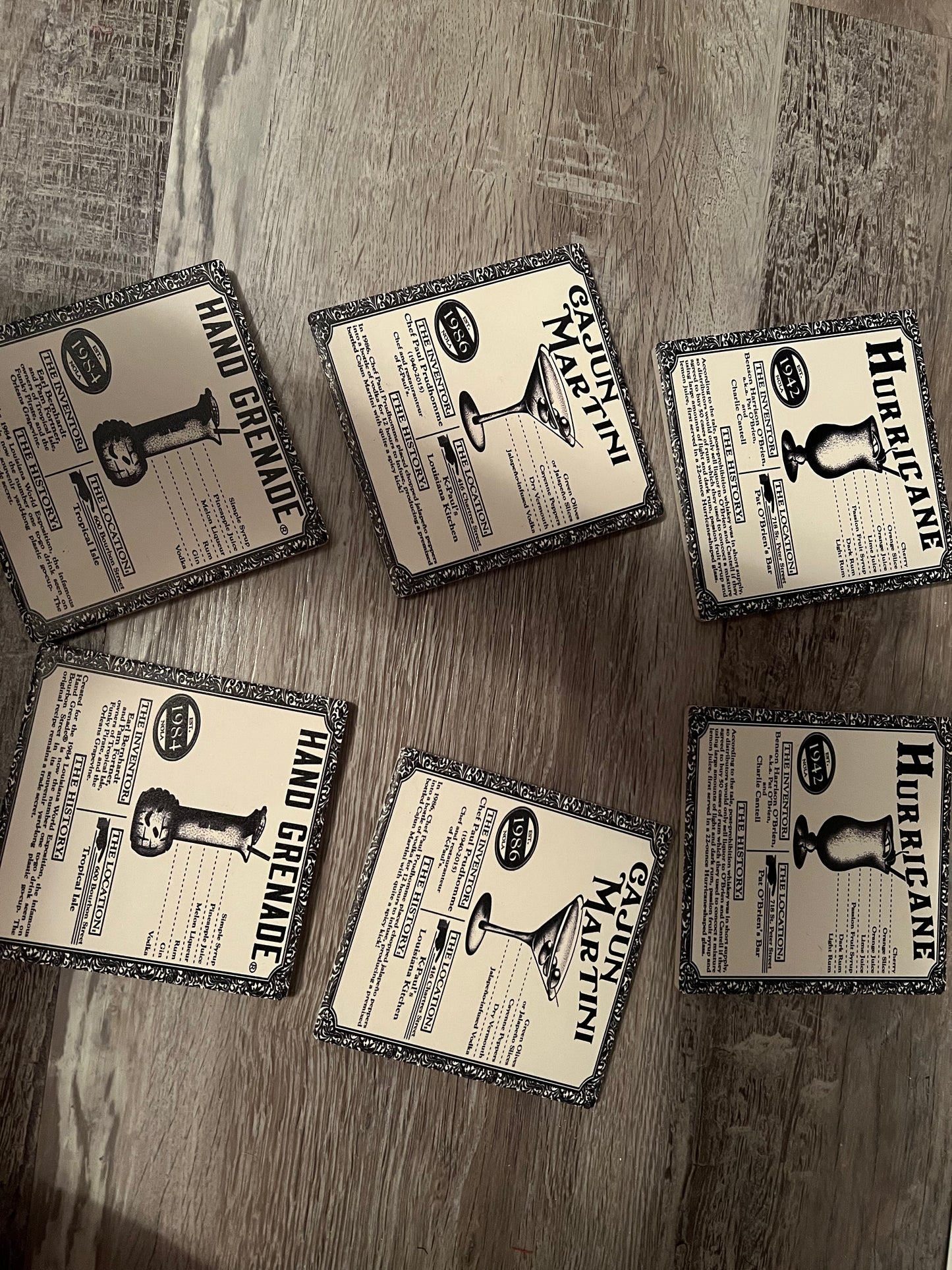 Bayou Drink Recipe Coasters (set of 6)