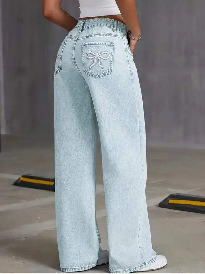 Bow Wide Leg Jeans
