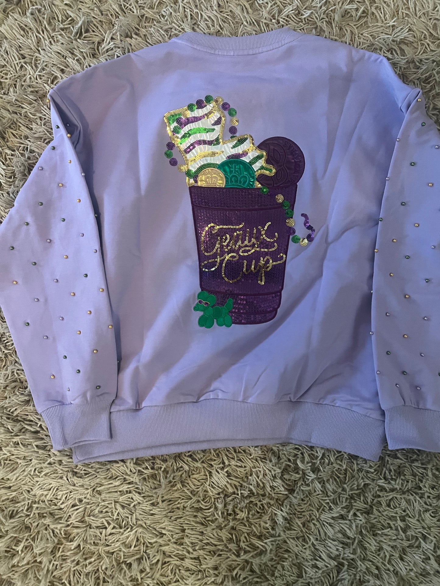 MARDI GRAS SEQUIN GEAUX CUP SWEATSHIRT
