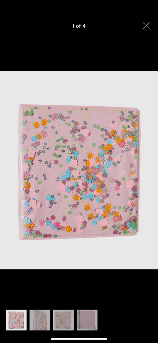 Copy of Flower Shop Confetti Pink 3 Ring Binder