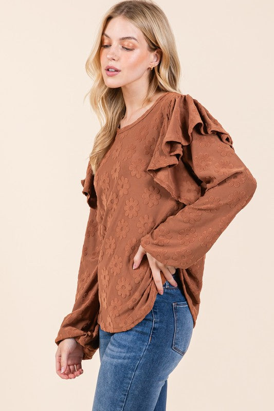 FLUTTER SLEEVE LONG SLEEVE TOP