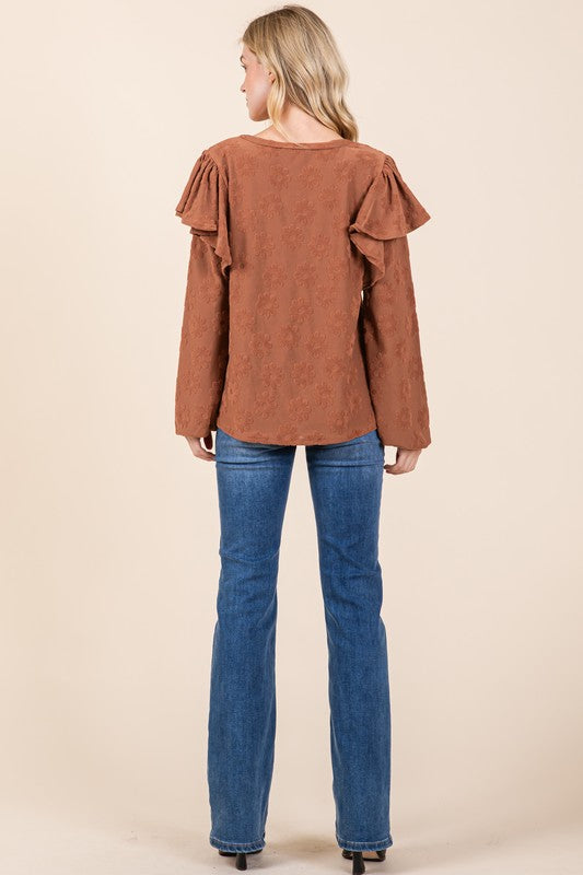 FLUTTER SLEEVE LONG SLEEVE TOP