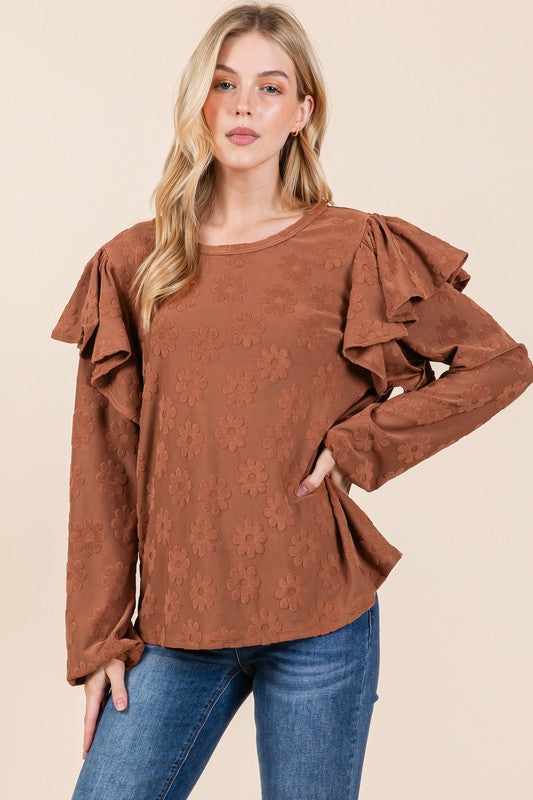 FLUTTER SLEEVE LONG SLEEVE TOP