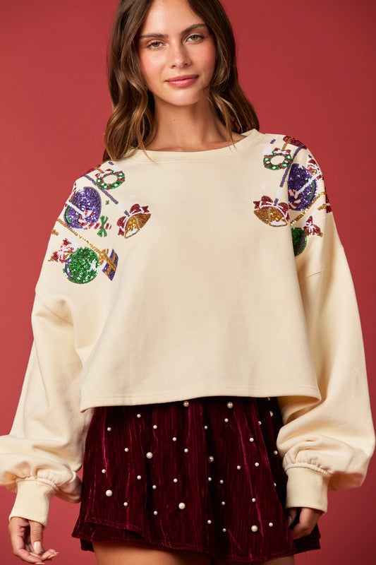 Sequin Cropped Sweatshirt