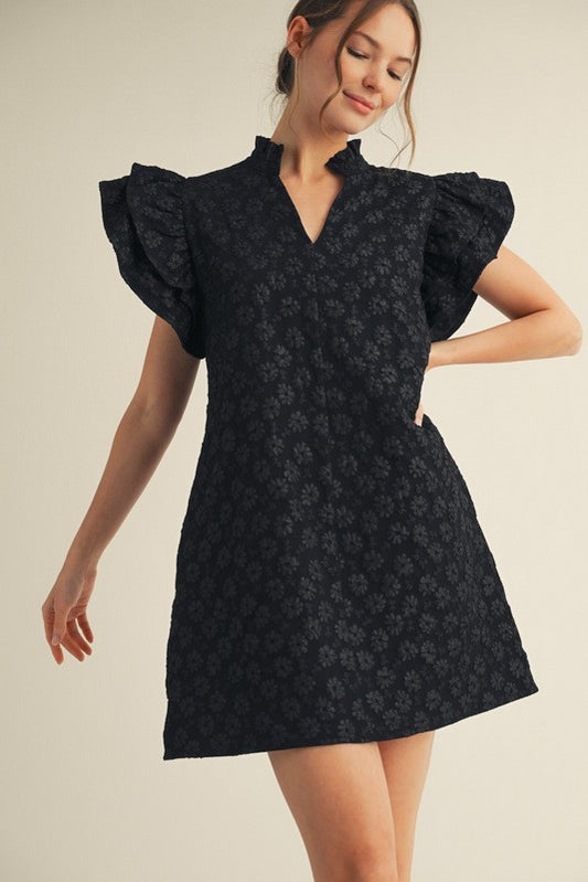 Floral Embroidered Ruffly Dress