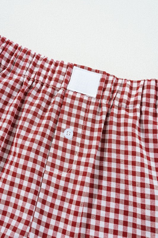 Plaid Gingham Printed High Waist Shorts