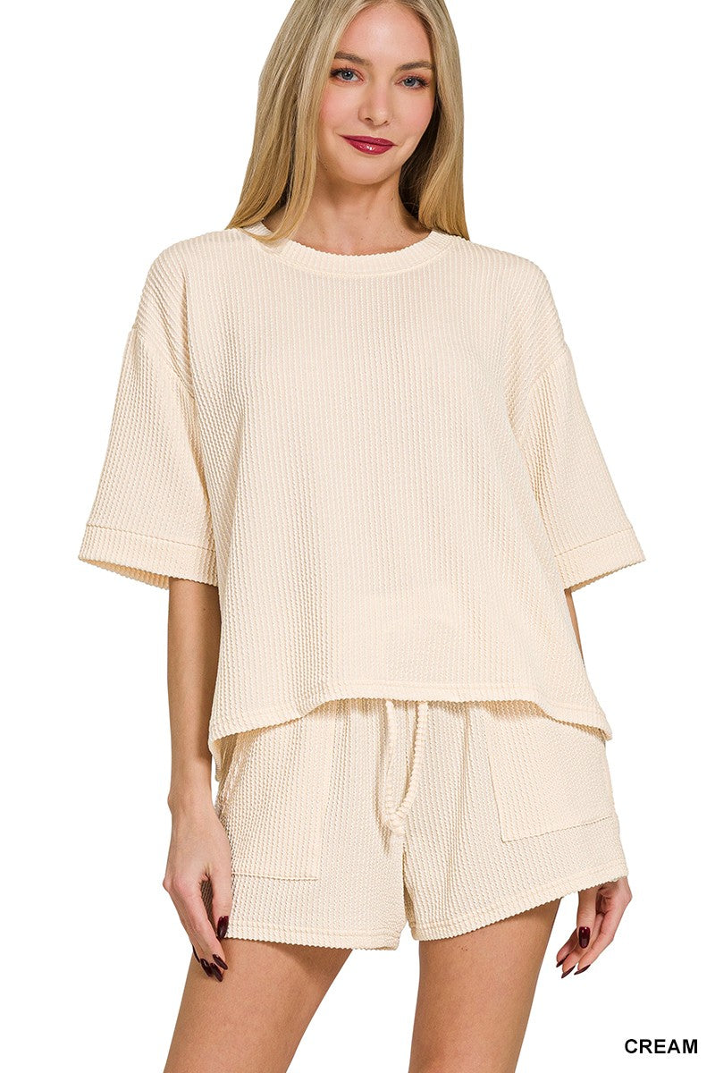 Raised Rib Short Sleeve Tee & Short Pants Set