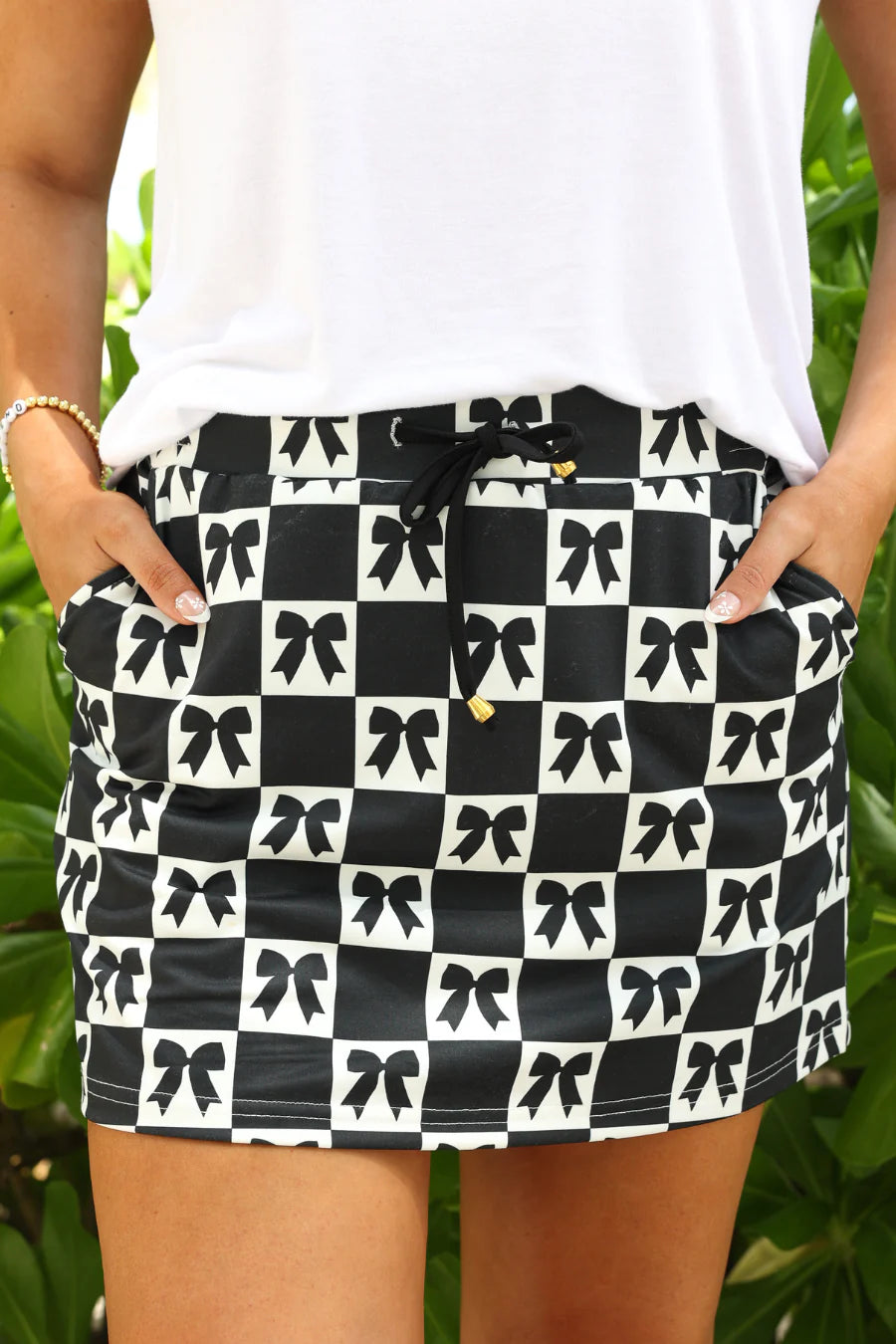 Bow Chic Checkered Skort