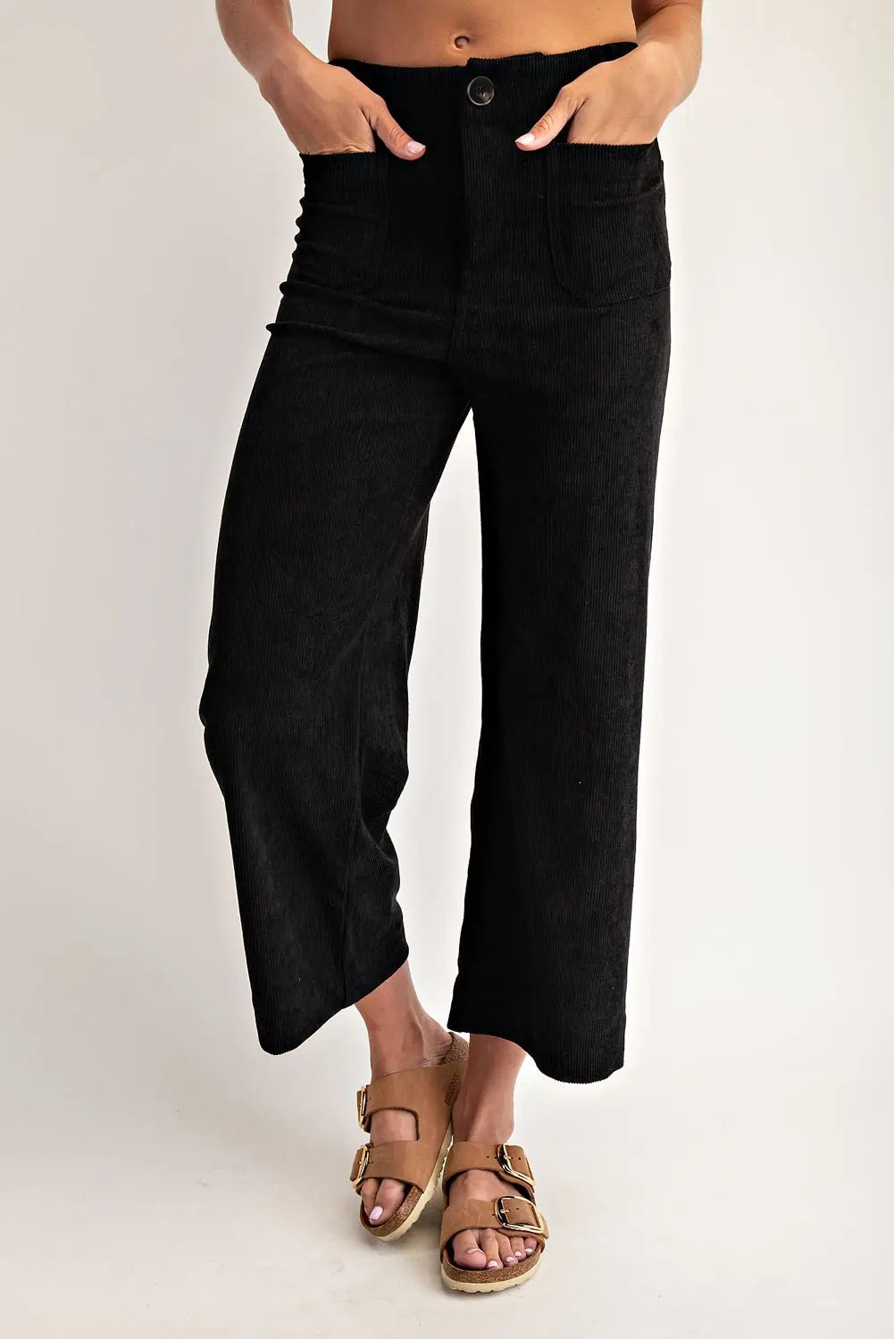 Black Corduroy Pocket Pants