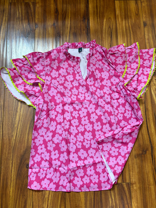 Umbrella Sleeve Lace Spliced Blouse