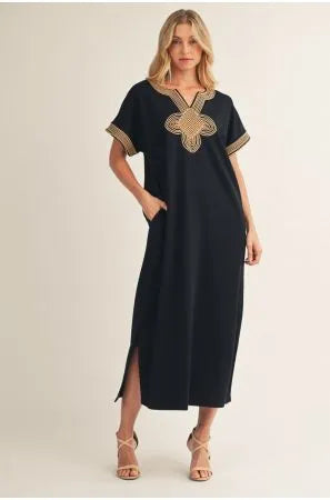 Embroidery Accent Midi Dress