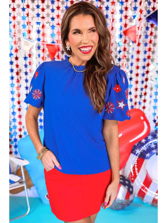 Patriotic Princess Embroidered Top