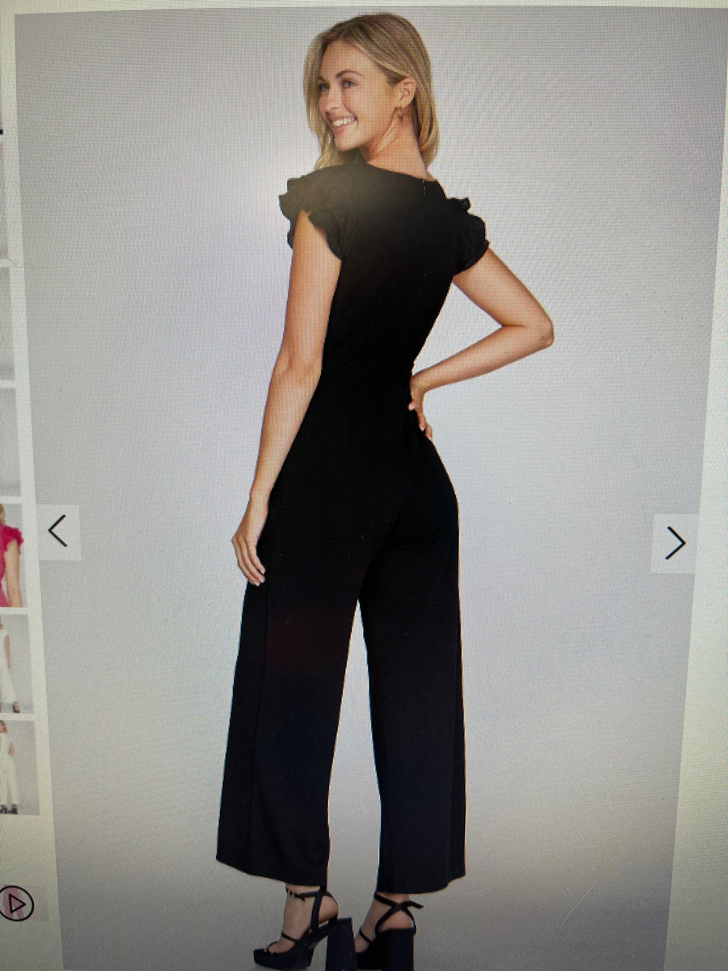 LOUISE LAYERED PLEATED SLEEVE HEAVY KNIT V NECK JUMPSUIT WITH WAIST SASH